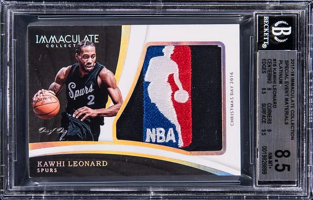 2017-18 Panini Immaculate Kawhi Leonard Logoman Special Event Materials Platinum #SE-KLN card image