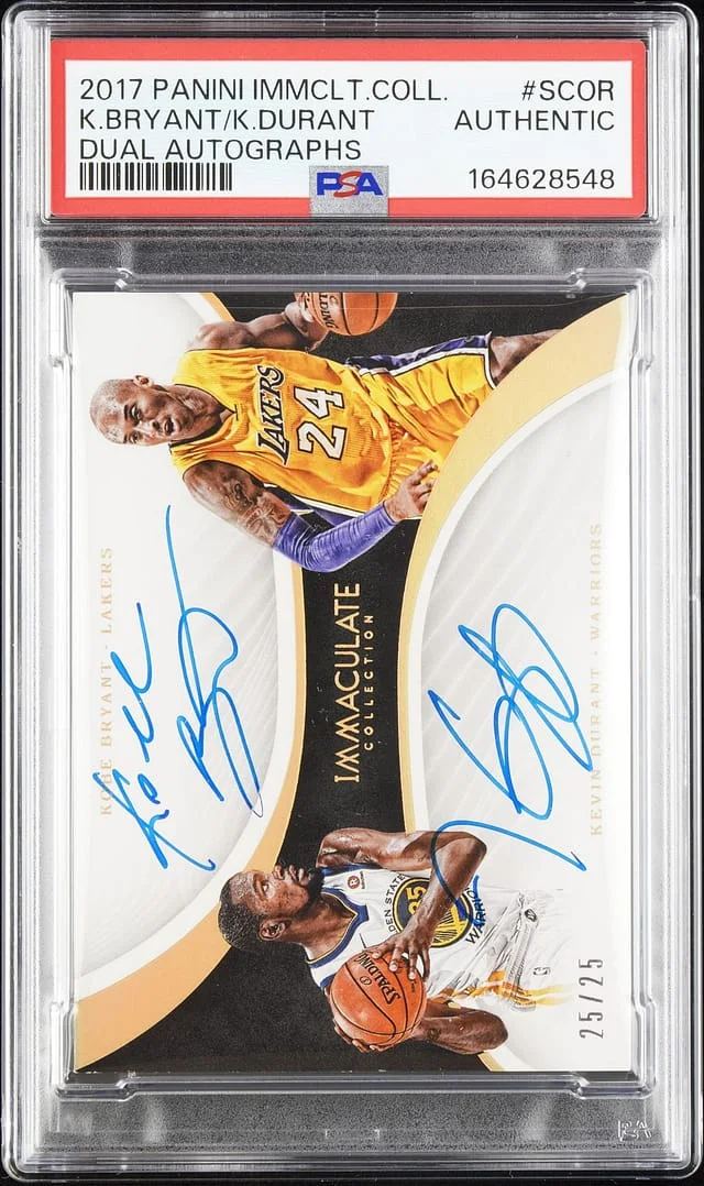 2017-18 Panini Immaculate Kobe Bryant/Kevin Durant Dual Autographs #D-SCOR card image