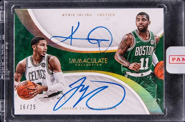 2017-18 Panini Immaculate Kyrie Iring/Jayson Tatum Dual Autographs #D-BOS5 card image