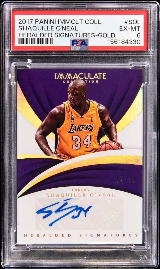 2017-18 Panini Immaculate Shaquille O'Neal Heralded Signatures Gold #HS-SOL card image