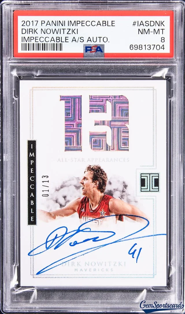 2017-18 Panini Impeccable Dirk Nowitzki All-Star Appearances Autographs #IAS-DNK card image
