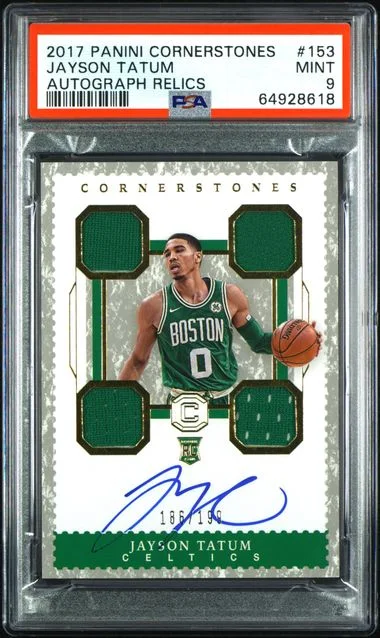 2017-18 Panini Jayson Tatum Cornerstones Autograph Relics #153 card image
