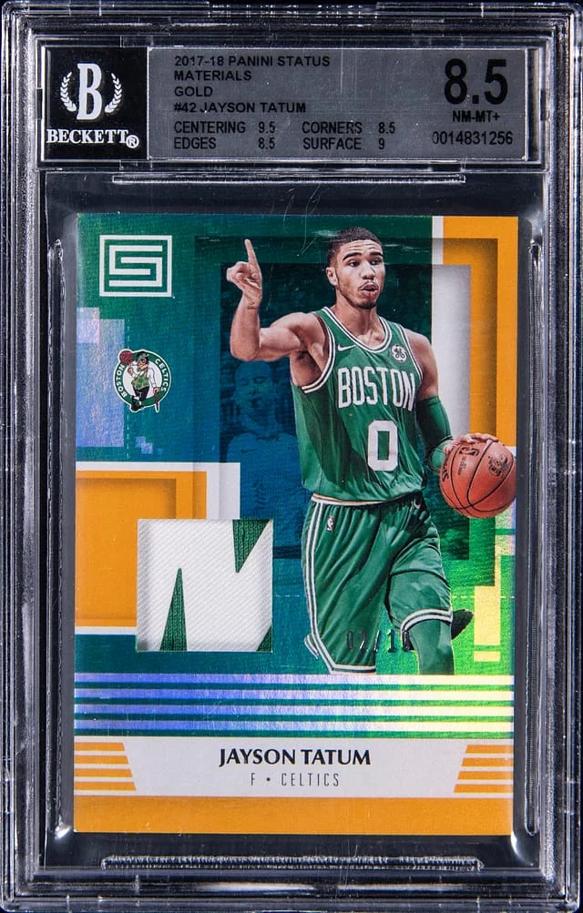 2017-18 Panini Jayson Tatum Status Materials Gold #M-JTT card image