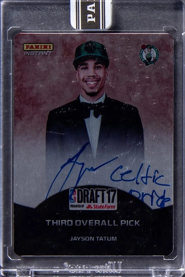 2017-18 Panini Jayson Tatum Instant RPS Metal Autographs Black #PIC-JT card image