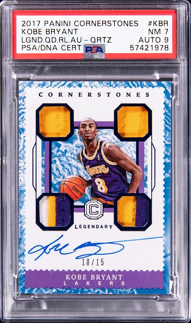 2017-18 Panini Kobe Bryant Cornerstones Legendary Quad Relic Autos Quartz #LC-KBR card image