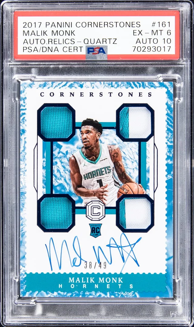 2017-18 Panini Malik Monk Cornerstones Autograph Relics Quartz #161 card image