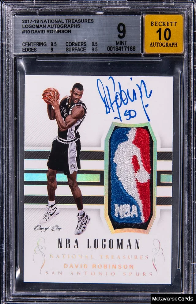 2017-18 Panini National Treasures David Robinson Logoman Autograph #LA-DRB card image