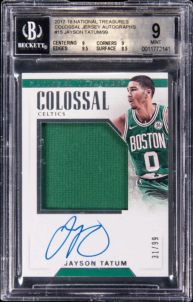 2017-18 Panini National Treasures Jayson Tatum Colossal Jersey Autographs #CJA-JTT card image