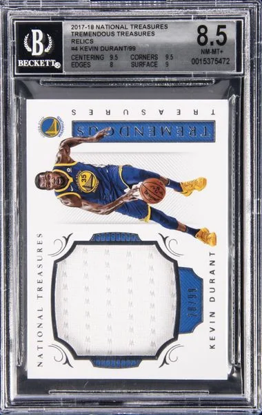 2017-18 Panini National Treasures Kevin Durant Tremendous Treasures Relics #4 card image