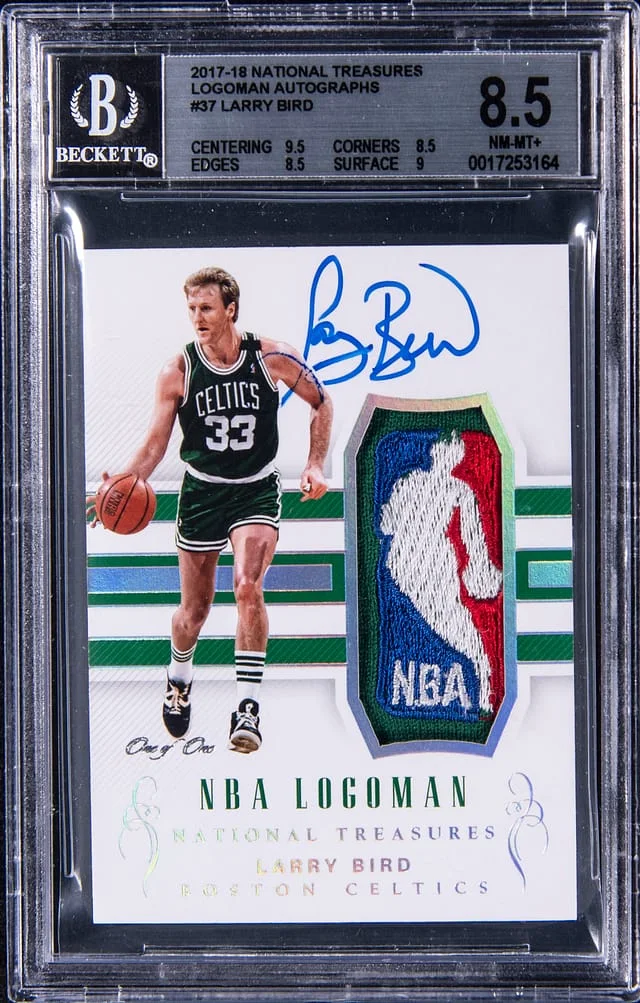 2017-18 Panini National Treasures Larry Bird Logoman Autographs #LA-LBD card image