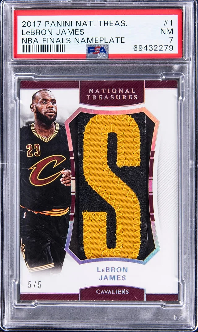 2017-18 Panini National Treasures LeBron James '17 NBA Finals Game-Worn NBA Finals Nameplate #FIN-1 card image