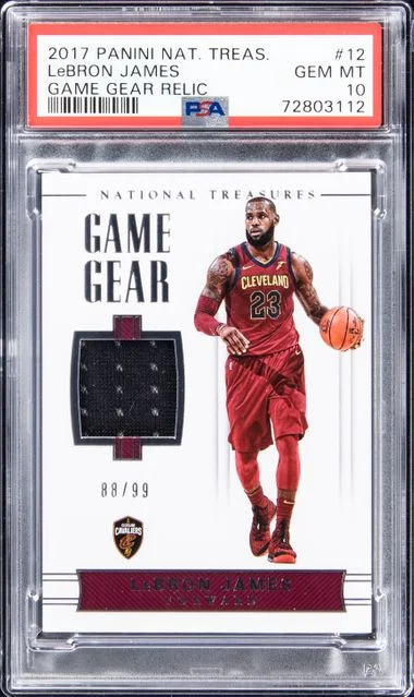 2017-18 Panini National Treasures LeBron James Game-Worn Game Gear Relic #12 card image