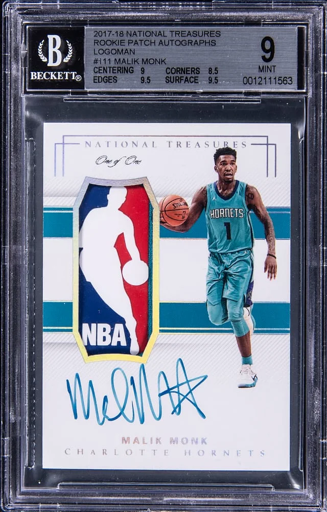 2017-18 Panini National Treasures Malik Monk Patch Autograph (RPA) Logoman #111 card image