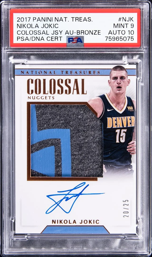 2017-18 Panini National Treasures Nikola Jokic Colossal Jersey Autographs Bronze #CJA-NJK card image