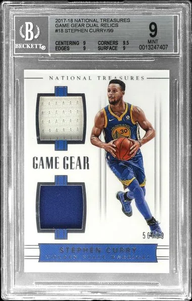 2017-18 Panini National Treasures Stephen Curry Game Gear Dual Relics #GGD-18 card image