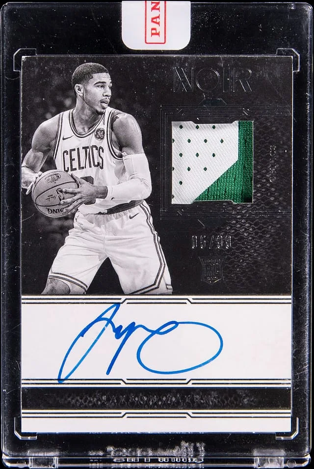 2017-18 Panini Noir Jayson Tatum Patch Autograph (RPA) Black and White #303 card image