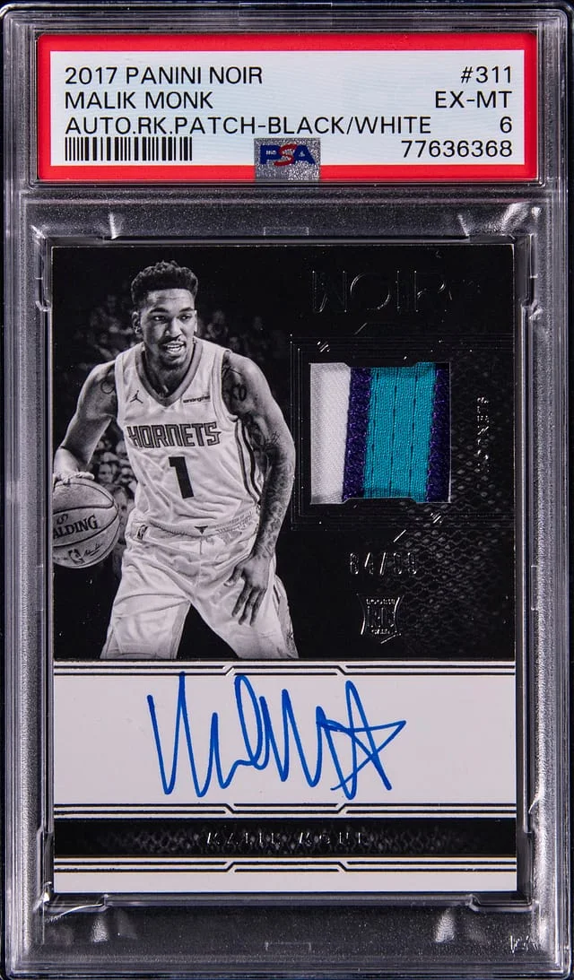 2017-18 Panini Noir Malik Monk Autograph Patch Black White #311 card image