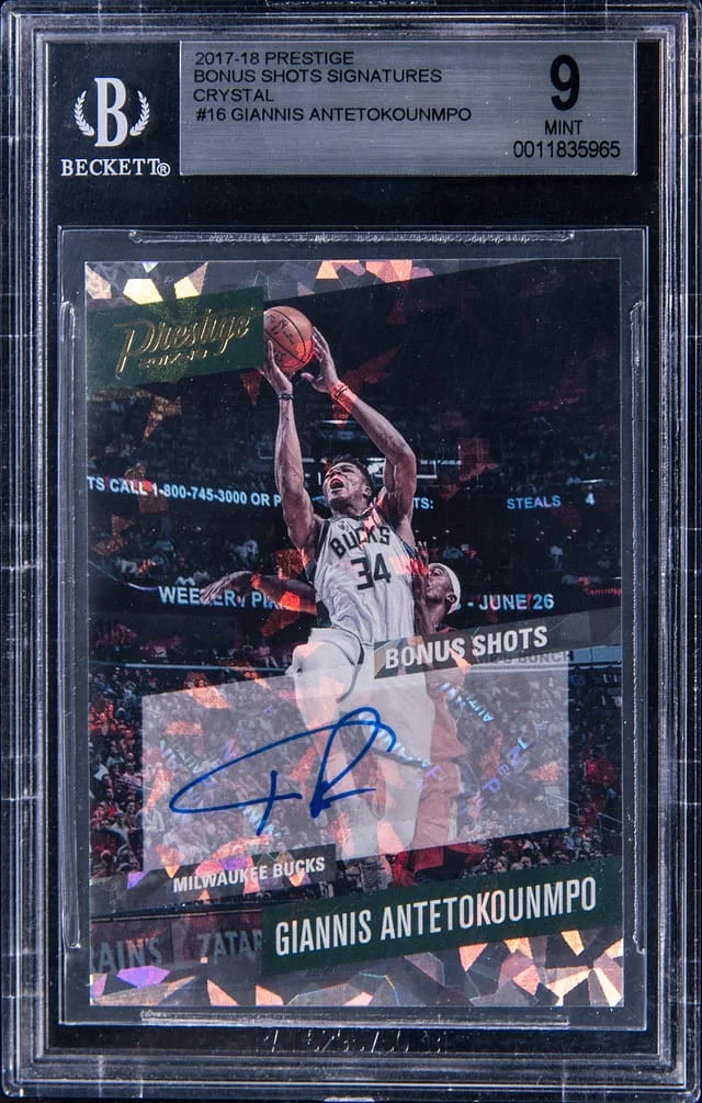 2017-18 Panini Prestige Giannis Antetokounmpo Bonus Shots Signatures Crystal #16 card image