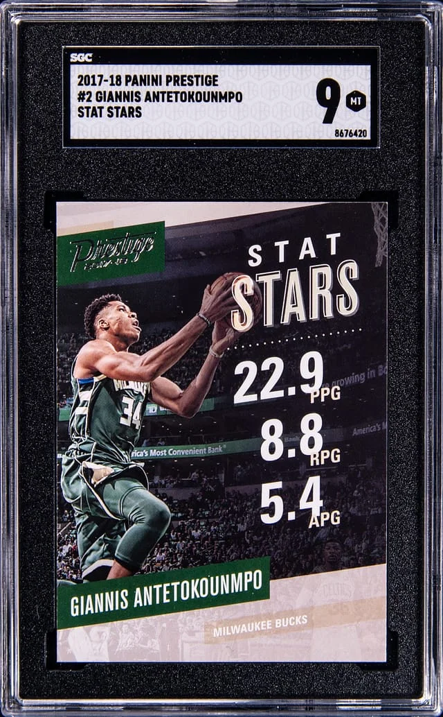 2017-18 Panini Prestige Giannis Antetokounmpo Stat Stars #2 card image