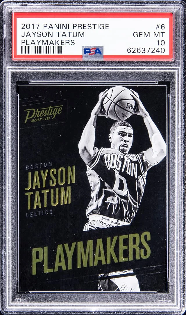 2017-18 Panini Prestige Jayson Tatum Playmakers #6 card image