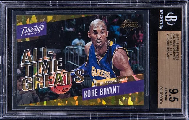 2017-18 Panini Prestige Kobe Bryant All-Time Greats Crystal Gold #1 card image