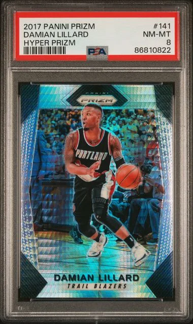 2017-18 Panini Prizm Damian Lillard Hyper Prizm #141 card image