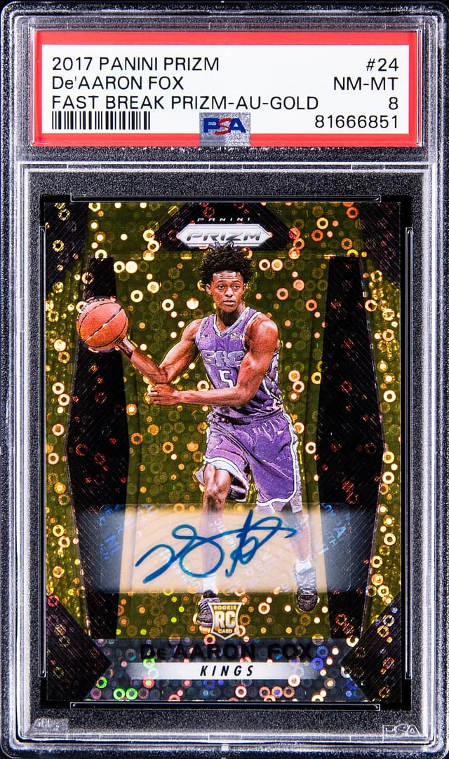2017-18 Panini Prizm De'Aaron Fox Fast Break Prizm Autograph Gold #24 card image