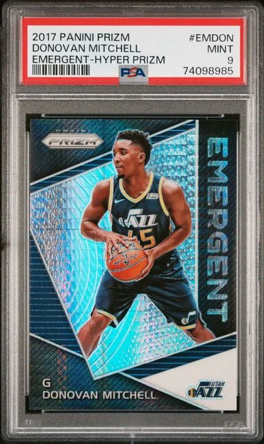 2017-18 Panini Prizm Donovan Mitchell Emergent Hyper Prizm #EMDON card image