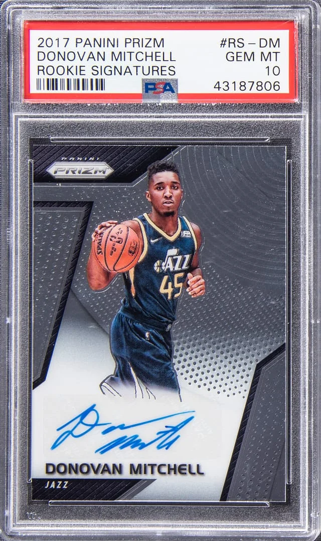 2017-18 Panini Prizm Donovan Mitchell Signatures White Sparkle Prizm #RS-DM card image