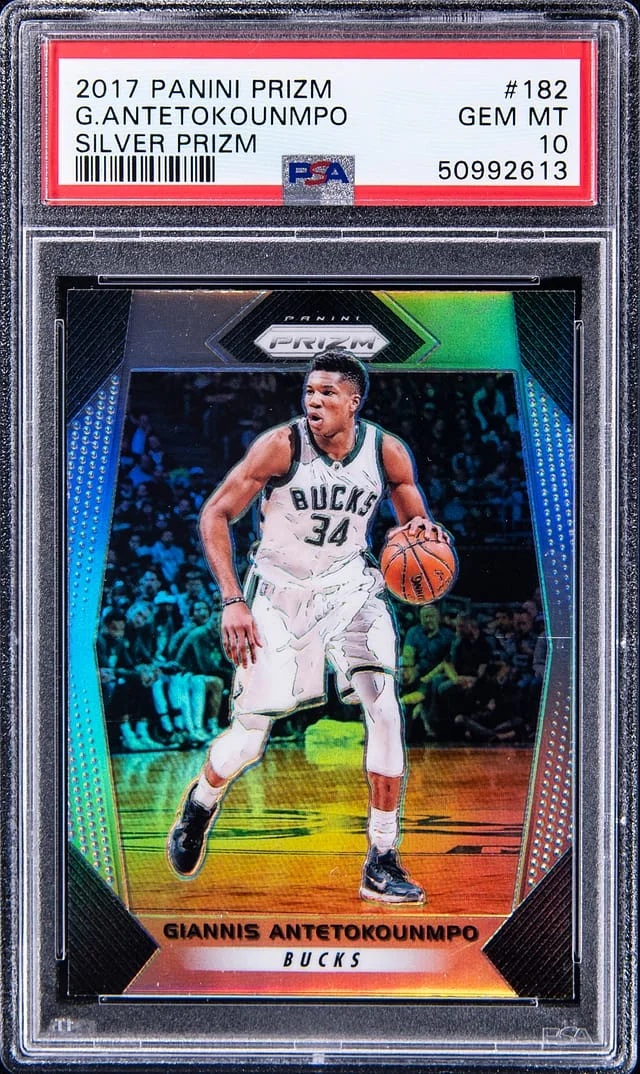 2017-18 Panini Prizm Giannis Antetokounmpo Silver Prizm #182 card image