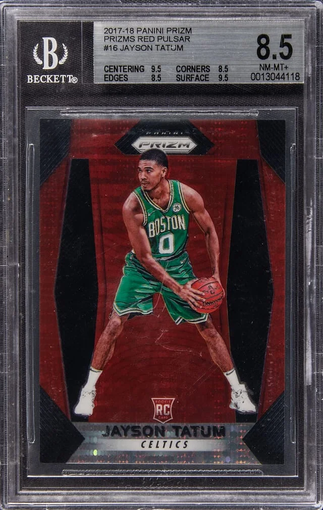 2017-18 Panini Prizm Jayson Tatum Red Fast Break Prizm #16 card image