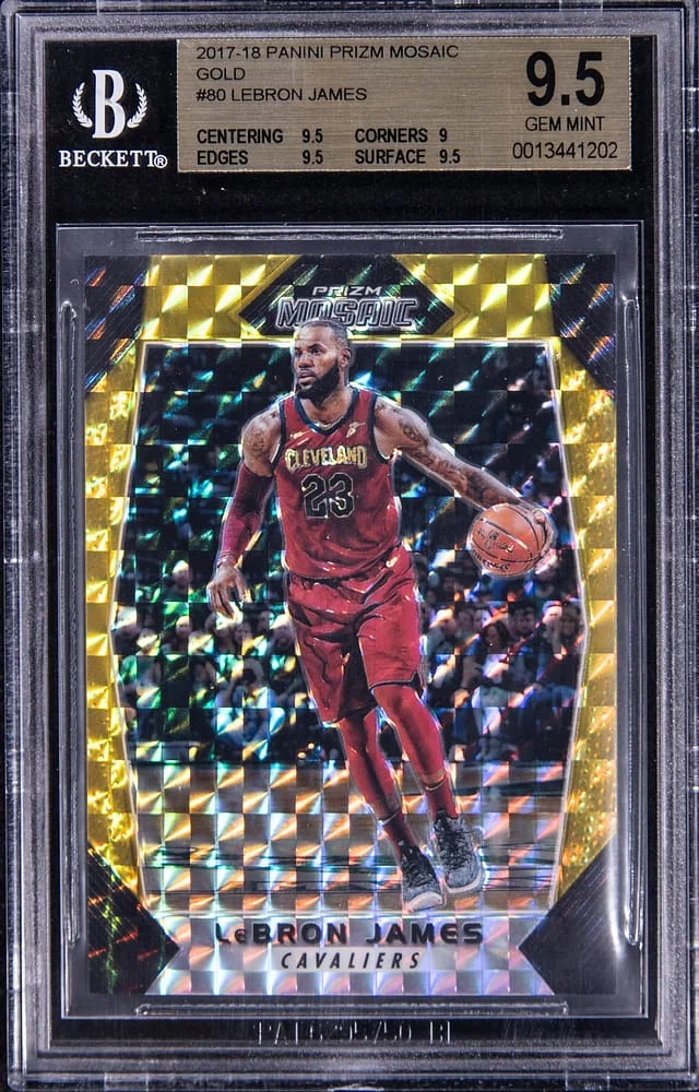 2017-18 Panini Prizm LeBron James Mosaic Gold #80 card image