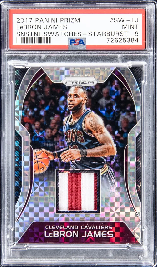 2017-18 Panini Prizm LeBron James Sensational Swatches Starburst #SW-LJ card image