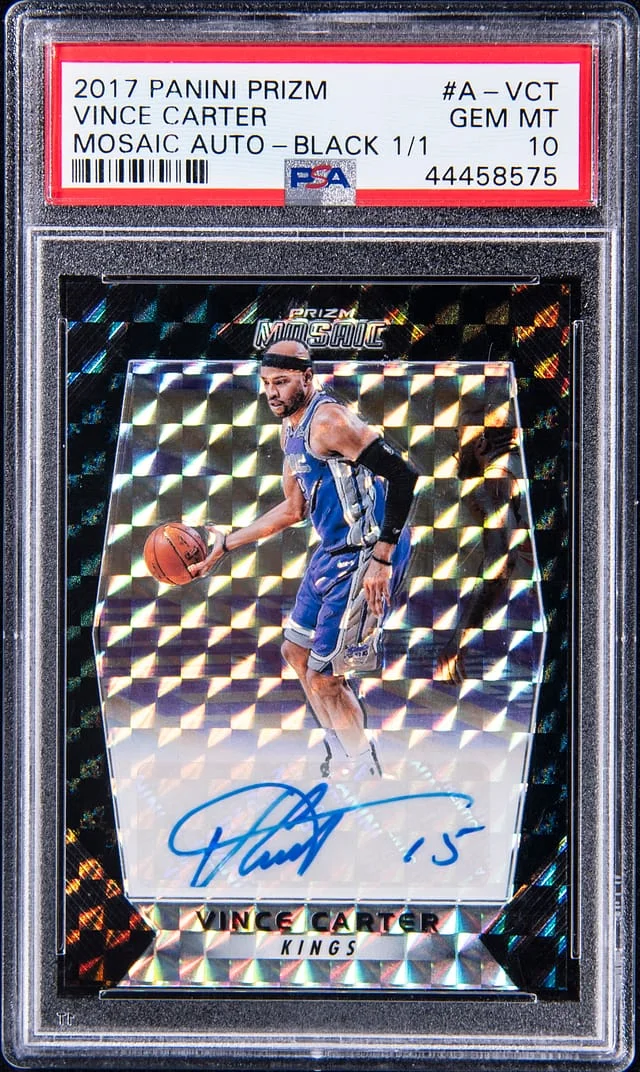 2017-18 Panini Prizm Vince Carter Mosaic Autograph Black Prizm #A-VCT card image