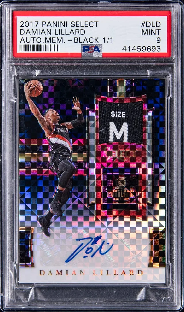 2017-18 Panini Select Damian Lillard Autograph Memorabilia Black #AM-DLD card image