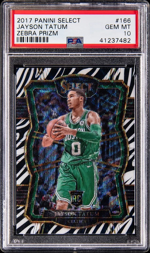 2017-18 Panini Select Jayson Tatum Zebra Prizm #166 card image