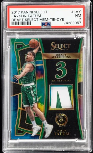2017-18 Panini Select Jayson Tatum Patch ( Draft Selections Memorabilia Tie-Dye #JAY card image