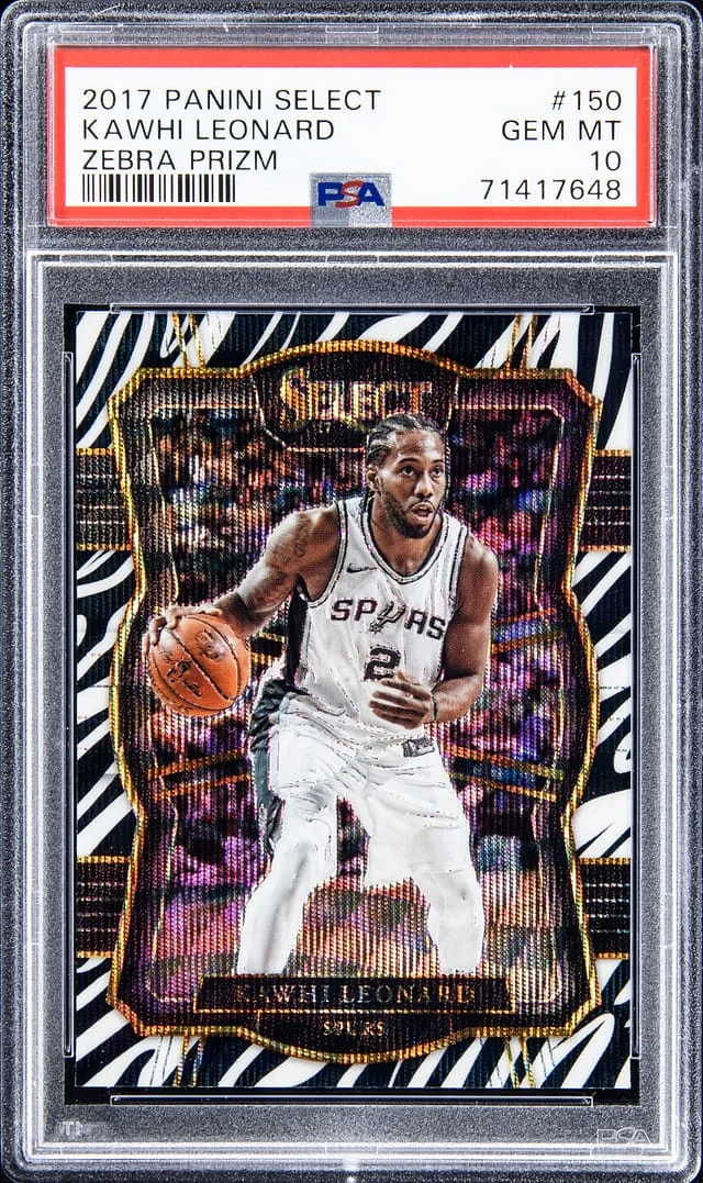 2017-18 Panini Select Kawhi Leonard Zebra Prizm #150 card image