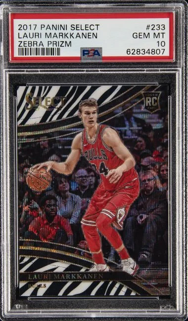 2017-18 Panini Select Lauri Markkanen Zebra Prizm #233 card image