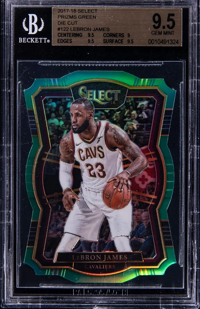 2017-18 Panini Select Lebron James Prizms Neon Green Die Cut #122 card image