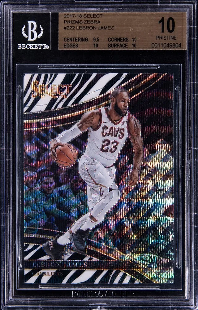 2017-18 Panini Select LeBron James Zebra Prizm #222 card image