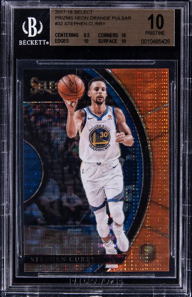 2017-18 Panini Select Stephen Curry Neon Orange Pulsar Prizm #32 card image