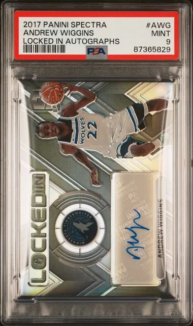 2017-18 Panini Spectra Andrew Wiggins Locked In Autographs #AWG card image