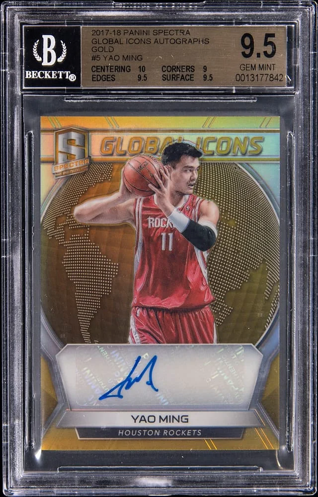 2017-18 Panini Spectra Yao Ming Global Icons Autographs Gold #5 card image