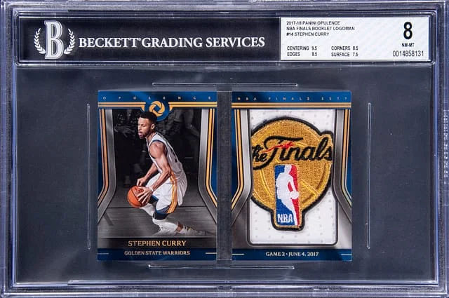 2017-18 Panini Steph Curry Opulence NBA Finals Booklet Logoman #FIN-14 card image