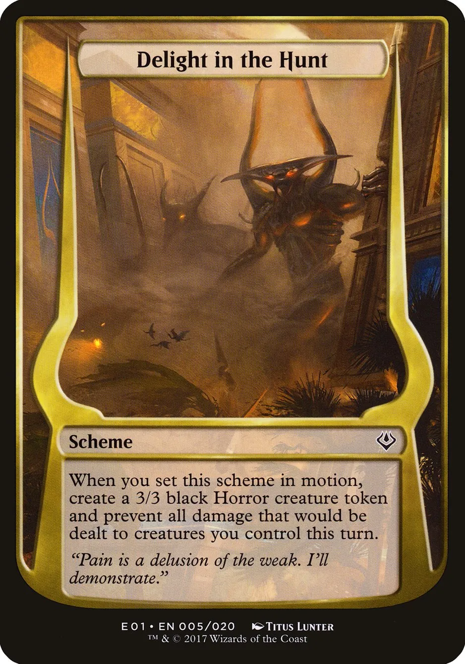 2017 Archenemy: Nicol Bolas Schemes Delight in the Hunt common #5★ unlisted card image