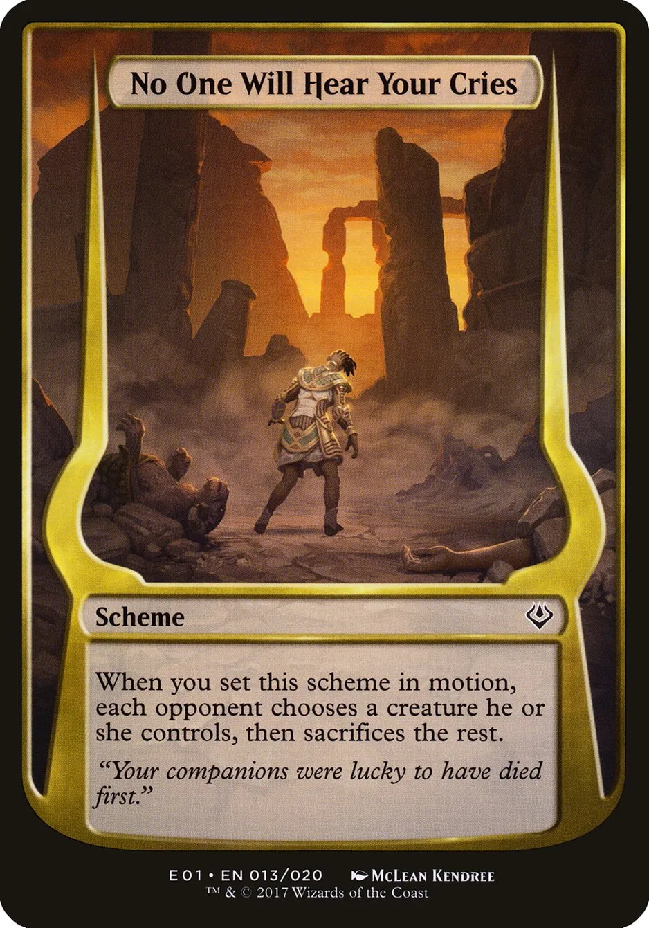 2017 Archenemy: Nicol Bolas Schemes No One Will Hear Your Cries common #13★ unlisted card image