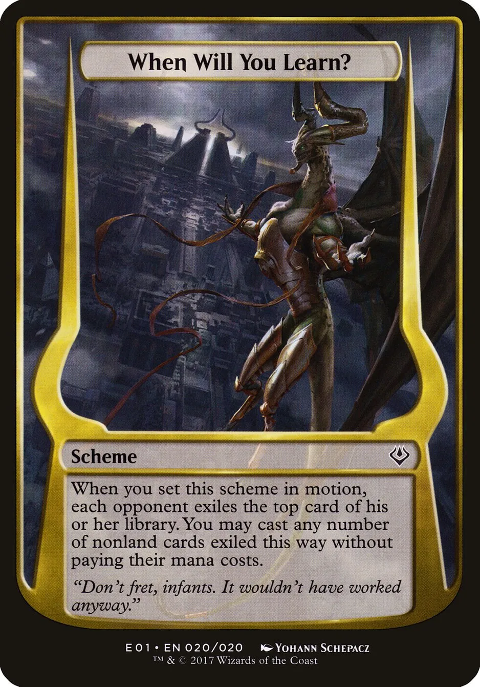 2017 Archenemy: Nicol Bolas Schemes When Will You Learn? common #20★ unlisted card image