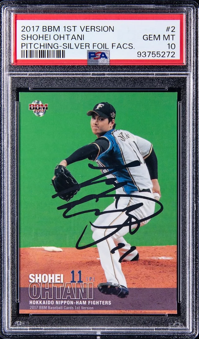 2017 BBM 1st Version Pitching Silver Foil Signatures Shohei Ohtani #2 card image