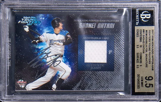 2017 BBM Hokkaido Nippon-Ham Fighters Young Fighters Memorabilia Foil Signature Shohei Ohtani #M1 card image
